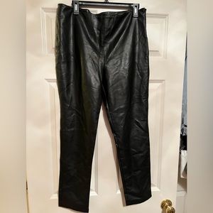 Black leather pants, never worn, side zipper
